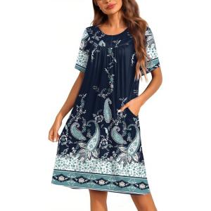 imageEkouaer Moo Moos for Women Button House Dresses for Women with Pocket Mumu S3XLNavy Blue