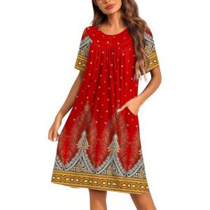 imageEkouaer Moo Moos for Women Button House Dresses for Women with Pocket Mumu S3XLRed Boho