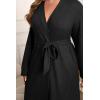 imageEkouaer Womens Plus Size Robe Waffle Knit Bathrobe Short Lightweight Kimono Robes with Pockets Maternity Robe 1x5xBlack
