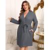 imageEkouaer Womens Plus Size Robe Waffle Knit Bathrobe Short Lightweight Kimono Robes with Pockets Maternity Robe 1x5xDark Grey