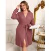 imageEkouaer Womens Plus Size Robe Waffle Knit Bathrobe Short Lightweight Kimono Robes with Pockets Maternity Robe 1x5xGray Purple