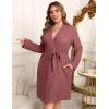 imageEkouaer Womens Plus Size Robe Waffle Knit Bathrobe Short Lightweight Kimono Robes with Pockets Maternity Robe 1x5xGray Purple