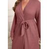 imageEkouaer Womens Plus Size Robe Waffle Knit Bathrobe Short Lightweight Kimono Robes with Pockets Maternity Robe 1x5xGray Purple