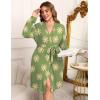 imageEkouaer Womens Plus Size Robe Waffle Knit Bathrobe Short Lightweight Kimono Robes with Pockets Maternity Robe 1x5xGreen Floral