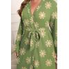 imageEkouaer Womens Plus Size Robe Waffle Knit Bathrobe Short Lightweight Kimono Robes with Pockets Maternity Robe 1x5xGreen Floral
