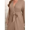 imageEkouaer Womens Plus Size Robe Waffle Knit Bathrobe Short Lightweight Kimono Robes with Pockets Maternity Robe 1x5xKhaki