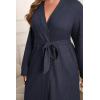 imageEkouaer Womens Plus Size Robe Waffle Knit Bathrobe Short Lightweight Kimono Robes with Pockets Maternity Robe 1x5xNavy Blue