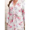 imageEkouaer Womens Plus Size Robe Waffle Knit Bathrobe Short Lightweight Kimono Robes with Pockets Maternity Robe 1x5xWhite Floral