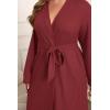 imageEkouaer Womens Plus Size Robe Waffle Knit Bathrobe Short Lightweight Kimono Robes with Pockets Maternity Robe 1x5xWine Red