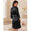 imageEkouaer Womens Silk Robe Set V Neck 2 Piece Satin Bathrobes 34 Sleeves Bridal Sleepwear Sexy Cami NightgownBlack