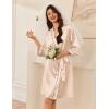 imageEkouaer Womens Silk Robe Set V Neck 2 Piece Satin Bathrobes 34 Sleeves Bridal Sleepwear Sexy Cami NightgownChampagne
