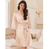 imageEkouaer Womens Silk Robe Set V Neck 2 Piece Satin Bathrobes 34 Sleeves Bridal Sleepwear Sexy Cami NightgownChampagne