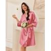 imageEkouaer Womens Silk Robe Set V Neck 2 Piece Satin Bathrobes 34 Sleeves Bridal Sleepwear Sexy Cami NightgownGray Purple