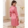 imageEkouaer Womens Silk Robe Set V Neck 2 Piece Satin Bathrobes 34 Sleeves Bridal Sleepwear Sexy Cami NightgownGray Purple
