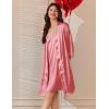 imageEkouaer Womens Silk Robe Set V Neck 2 Piece Satin Bathrobes 34 Sleeves Bridal Sleepwear Sexy Cami NightgownGray Purple
