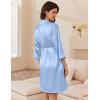 imageEkouaer Womens Silk Robe Set V Neck 2 Piece Satin Bathrobes 34 Sleeves Bridal Sleepwear Sexy Cami NightgownLight Blue