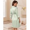 imageEkouaer Womens Silk Robe Set V Neck 2 Piece Satin Bathrobes 34 Sleeves Bridal Sleepwear Sexy Cami NightgownLight Green