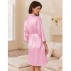 imageEkouaer Womens Silk Robe Set V Neck 2 Piece Satin Bathrobes 34 Sleeves Bridal Sleepwear Sexy Cami NightgownMisty Rose
