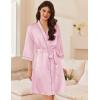 imageEkouaer Womens Silk Robe Set V Neck 2 Piece Satin Bathrobes 34 Sleeves Bridal Sleepwear Sexy Cami NightgownMisty Rose