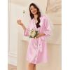 imageEkouaer Womens Silk Robe Set V Neck 2 Piece Satin Bathrobes 34 Sleeves Bridal Sleepwear Sexy Cami NightgownMisty Rose