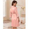 imageEkouaer Womens Silk Robe Set V Neck 2 Piece Satin Bathrobes 34 Sleeves Bridal Sleepwear Sexy Cami NightgownPastel Pink