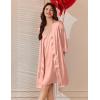 imageEkouaer Womens Silk Robe Set V Neck 2 Piece Satin Bathrobes 34 Sleeves Bridal Sleepwear Sexy Cami NightgownPastel Pink