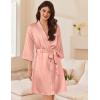 imageEkouaer Womens Silk Robe Set V Neck 2 Piece Satin Bathrobes 34 Sleeves Bridal Sleepwear Sexy Cami NightgownPastel Pink