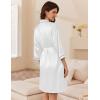 imageEkouaer Womens Silk Robe Set V Neck 2 Piece Satin Bathrobes 34 Sleeves Bridal Sleepwear Sexy Cami NightgownWhite