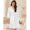 imageEkouaer Womens Silk Robe Set V Neck 2 Piece Satin Bathrobes 34 Sleeves Bridal Sleepwear Sexy Cami NightgownWhite