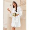 imageEkouaer Womens Silk Robe Set V Neck 2 Piece Satin Bathrobes 34 Sleeves Bridal Sleepwear Sexy Cami NightgownWhite