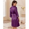 imageEkouaer Womens Silk Robe Set V Neck 2 Piece Satin Bathrobes 34 Sleeves Bridal Sleepwear Sexy Cami NightgownWineberry