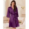 imageEkouaer Womens Silk Robe Set V Neck 2 Piece Satin Bathrobes 34 Sleeves Bridal Sleepwear Sexy Cami NightgownWineberry