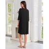 imageEkouaer Zipper Robes for Women 34 Sleeves Lightweight House Coat Zip Up Bathrobe Soft Nightgown with Pockets S3XLBlack