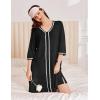 imageEkouaer Zipper Robes for Women 34 Sleeves Lightweight House Coat Zip Up Bathrobe Soft Nightgown with Pockets S3XLBlack