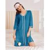 imageEkouaer Zipper Robes for Women 34 Sleeves Lightweight House Coat Zip Up Bathrobe Soft Nightgown with Pockets S3XLBlue Green