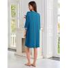 imageEkouaer Zipper Robes for Women 34 Sleeves Lightweight House Coat Zip Up Bathrobe Soft Nightgown with Pockets S3XLBlue Green