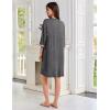 imageEkouaer Zipper Robes for Women 34 Sleeves Lightweight House Coat Zip Up Bathrobe Soft Nightgown with Pockets S3XLDeep Gray