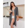 imageEkouaer Zipper Robes for Women 34 Sleeves Lightweight House Coat Zip Up Bathrobe Soft Nightgown with Pockets S3XLDeep Gray