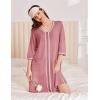 imageEkouaer Zipper Robes for Women 34 Sleeves Lightweight House Coat Zip Up Bathrobe Soft Nightgown with Pockets S3XLGray Purple