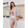 imageEkouaer Zipper Robes for Women 34 Sleeves Lightweight House Coat Zip Up Bathrobe Soft Nightgown with Pockets S3XLLight Gray