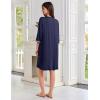 imageEkouaer Zipper Robes for Women 34 Sleeves Lightweight House Coat Zip Up Bathrobe Soft Nightgown with Pockets S3XLNavy Blue