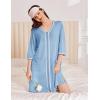 imageEkouaer Zipper Robes for Women 34 Sleeves Lightweight House Coat Zip Up Bathrobe Soft Nightgown with Pockets S3XLPale Blue