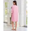 imageEkouaer Zipper Robes for Women 34 Sleeves Lightweight House Coat Zip Up Bathrobe Soft Nightgown with Pockets S3XLPink
