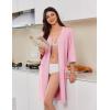 imageEkouaer Zipper Robes for Women 34 Sleeves Lightweight House Coat Zip Up Bathrobe Soft Nightgown with Pockets S3XLPink