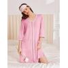 imageEkouaer Zipper Robes for Women 34 Sleeves Lightweight House Coat Zip Up Bathrobe Soft Nightgown with Pockets S3XLPink