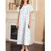imageEkouaer Nightgown for Women Cotton Long Night Gown Short Sleeve Nightdress with Pockets Button Sleepshirt Soft SleepwearBlue Line Florals