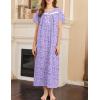 imageEkouaer Nightgown for Women Cotton Long Night Gown Short Sleeve Nightdress with Pockets Button Sleepshirt Soft SleepwearBlue White Polka Dots