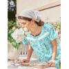 imageEkouaer Nightgown for Women Cotton Long Night Gown Short Sleeve Nightdress with Pockets Button Sleepshirt Soft SleepwearLine Drawing Flowers