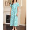 imageEkouaer Nightgown for Women Cotton Long Night Gown Short Sleeve Nightdress with Pockets Button Sleepshirt Soft SleepwearLine Drawing Flowers