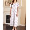 imageEkouaer Nightgown for Women Cotton Long Night Gown Short Sleeve Nightdress with Pockets Button Sleepshirt Soft SleepwearPink Line Florals